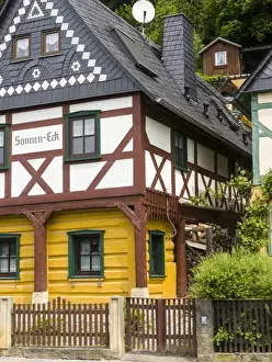 Images Dated 28th May 2015: Traditional Half timbered buidlings in the village of Bad Schandau Postelwitz in summer