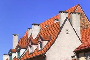 Traditional house with red roof, Riga, Latvia