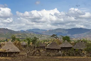 Ethiopia Prints: Traditional houses with thatched roof, Konso, Ethiopia