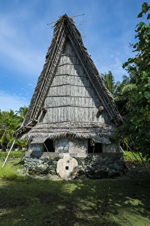 Traditional thatched roof hut, Island of Yap, Micronesia
