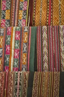 Images Dated 16th May 2005: Traditional weavings on display, Cuzco, Peru