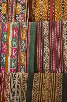 Traditional weavings on display, Cuzco, Peru