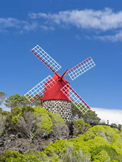 Mill Prints: Traditional windmill near Sao Joao. Pico Island, an island in the Azores in the Atlantic