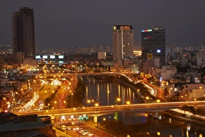 Dark Prints: Traffic beside Ben Nghe River, Ho Chi Minh City (Saigon), Vietnam