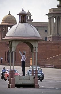A traffic officer in Delhi, India