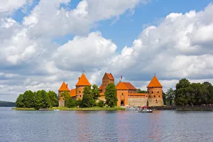 Lithuania Prints: Trakai Island Castle on Lake Galve, Lithuania