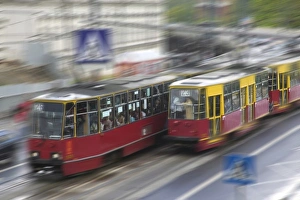 Tram Prints: Tram on the street, Warsaw, Poland