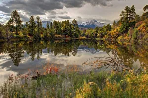 Telluride Prints: A tranquil pond reflects Mt. Snaffles and Fall in the Colorado Rocky Mountains