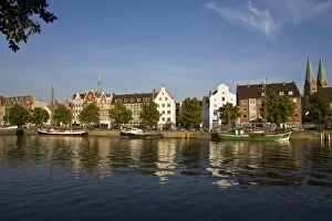 Images Dated 6th August 2007: Trave River, harbor, Lubeck, Schleswig-Holstein, Germany