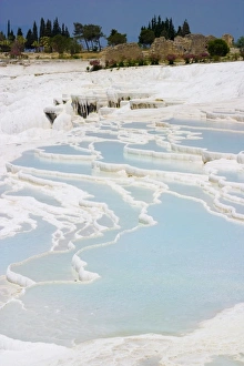 Images Dated 3rd June 2004: Travertine rocks, ponds, and ancient ruins, Pamukkale (ancient Hierapolis), Turkey