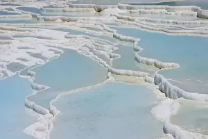 Travertine Prints: Travertine rocks and ponds, Pamukkale (ancient Hierapolis), Turkey