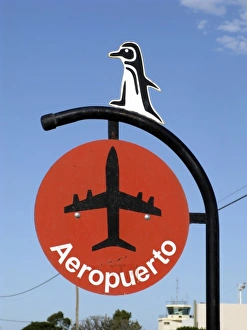 Road Sign Prints: Trelew airport, REL, close to Puerto Madryn, Patagonia, Argentina; the region is