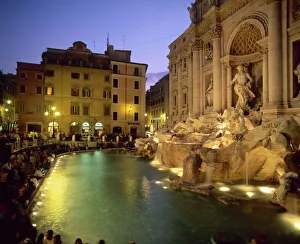 Illuminated Prints: Trevi Fountain at night, Rome, Lazio, Italy