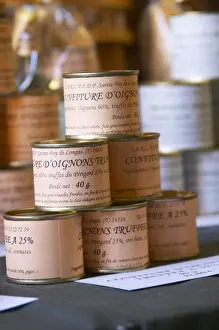 Images Dated 18th November 2005: Truffle preparations in tins cans conserves: onion marmelade with truffles Truffiere