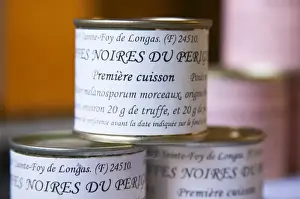 Specialty Prints: Truffle preparations in tins cans conserves: Truffles Truffetti from Perigord, first