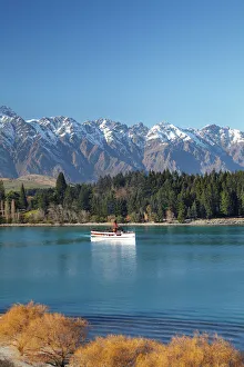 TSS Earnslaw, The Remarkables and Lake Wakatipu, Queenstown, South Island, New Zealand