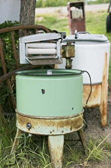 Nostalgia Prints: Tucumcari, New Mexico, USA. Route 66. Antique washing machines