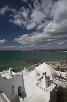 Hammamet Prints: Tunisia, Cap Bon, Hammamet, elevated view of the Gulf of Hammamet from the Kasbah
