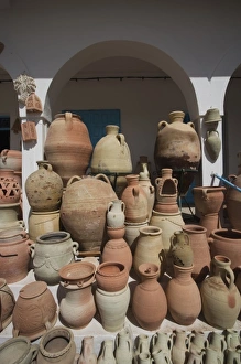 Images Dated 12th March 2010: Tunisia, Jerba Island, Guellala, locally produced pottery for sale
