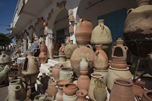 Jerba Island Prints: Tunisia, Jerba Island, Guellala, locally produced pottery for sale