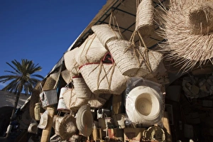 Images Dated 11th March 2010: Tunisia, Jerba Island, Houmt Souq, souvenir baskets