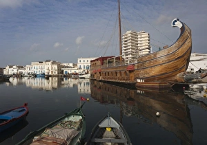Northern Tunisia Prints: Tunisia, Northern Tunisia, Bizerte, Old Port, Le Phenicien floating restaurant