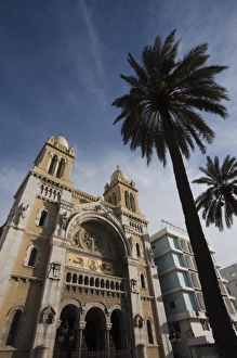 Tunisian Prints: Tunisia, Tunis, Avenue Habib Bourguiba, Cathedral of St. Vincent de Paul