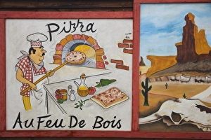 Images Dated 7th March 2010: Tunisia, Tunisian Central Coast, Akouda, Route 66 theme restaurant, wood fired pizza sign