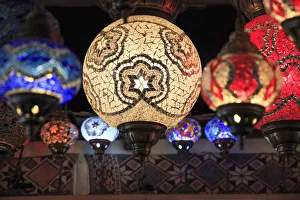 Images Dated 28th September 2015: Turkey, Central Anatolia, Nevsehir Province, Uchisar, colorful, glass mosaic lamps