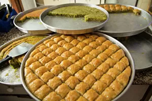 Turkey, Gaziantep. TurkeyaA┬ÇA┬Ös most iconic dessert, baklava is of paper-thin layers