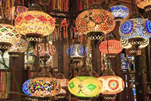 Images Dated 6th October 2015: Turkey, Marmara region, Bursa Provice, Bursa, colorful, glass mosaic lamps