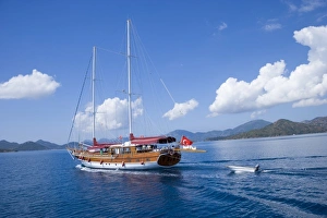 Turkish yacht Gulet on blue cruise, Gocek, Fethiye bay, Turkey