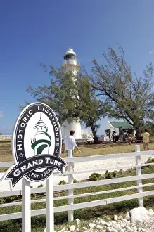 Walk Way Prints: Turks & Caicos, Grand Turk. Grand Turk Historic Lighthouse and Lighthouse Park