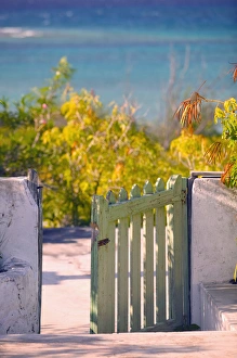 Tropical Climate Prints: TURKS & CAICOS, South Caicos Island, Cockburn Harbour Gate to the Old Commissioner s