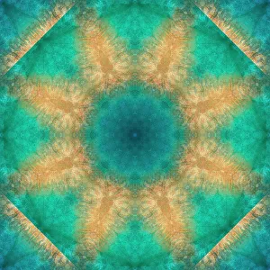 Kaleidoscope Prints: Turquoise and tan kaleidoscope abstract