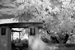 Black And White Prints: Typical adobe entryway, Ojo Caliente, New Mexico, USA