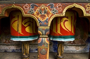 Monk Prints: Typical buddhist praying role, Kyichu Lhakahang, Bhutan