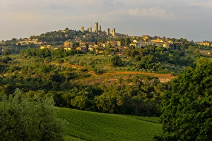Typical Rolling Hills Landscape. San Gimignano Skyline. Tuscany. Italy