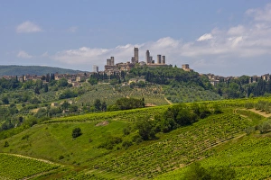 Images Dated 3rd June 2012: Typical Rolling Hills Landscape. San Gimignano SKyline. Tuscany. Italy