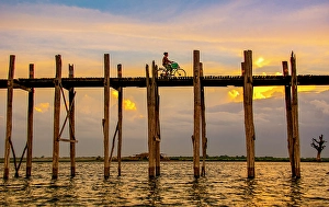 Images Dated 3rd June 2024: U Bein Bridge, Myanmar. Landscape view of famous bridge built in 1850