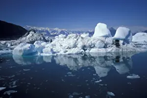 Water Feature Prints: U. S. A. Alaska, Prince William Sound Icebergs floating in Prince William Sound