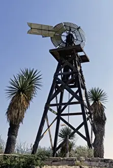 Luc Novovitch Prints: U. S. A. Texas, Big Bend. Windmill and Yucca cactus in the Big Bend area of Texas