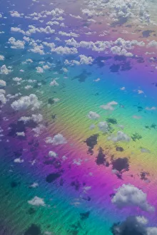 Images Dated 15th February 2017: U. S. Virgin Islands, St. Thomas. Aerial view of clouds and rainbow over the Caribbean Sea