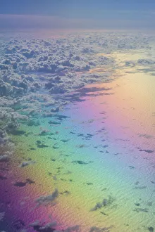 Images Dated 15th February 2017: U. S. Virgin Islands, St. Thomas. Aerial view of clouds and rainbow over the Caribbean Sea