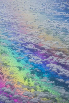 Images Dated 15th February 2017: U. S. Virgin Islands, St. Thomas. Aerial view of clouds and rainbow over the Caribbean Sea