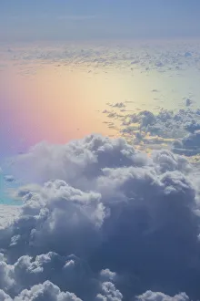 Images Dated 15th February 2017: U. S. Virgin Islands, St. Thomas. Aerial view of clouds and rainbow over the Caribbean Sea