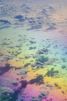 Images Dated 15th February 2017: U. S. Virgin Islands, St. Thomas. Aerial view of clouds and rainbow over the Caribbean Sea