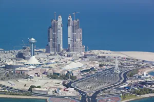 World Locations Prints: UAE, Abu Dhabi, Marina Village and Arabian Gulf, aerial view