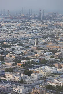 Prints of UAE, Dubai, Jumeirah, elevated view of the Jumeirah area Images Dated 2018 June: UAE, Dubai, Jumeirah, elevated view of the Jumeirah area
