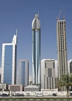 Images Dated 3rd December 2008: UAE, Dubai. Rose Tower and 21st Century Tower along Sheik Zayed Road